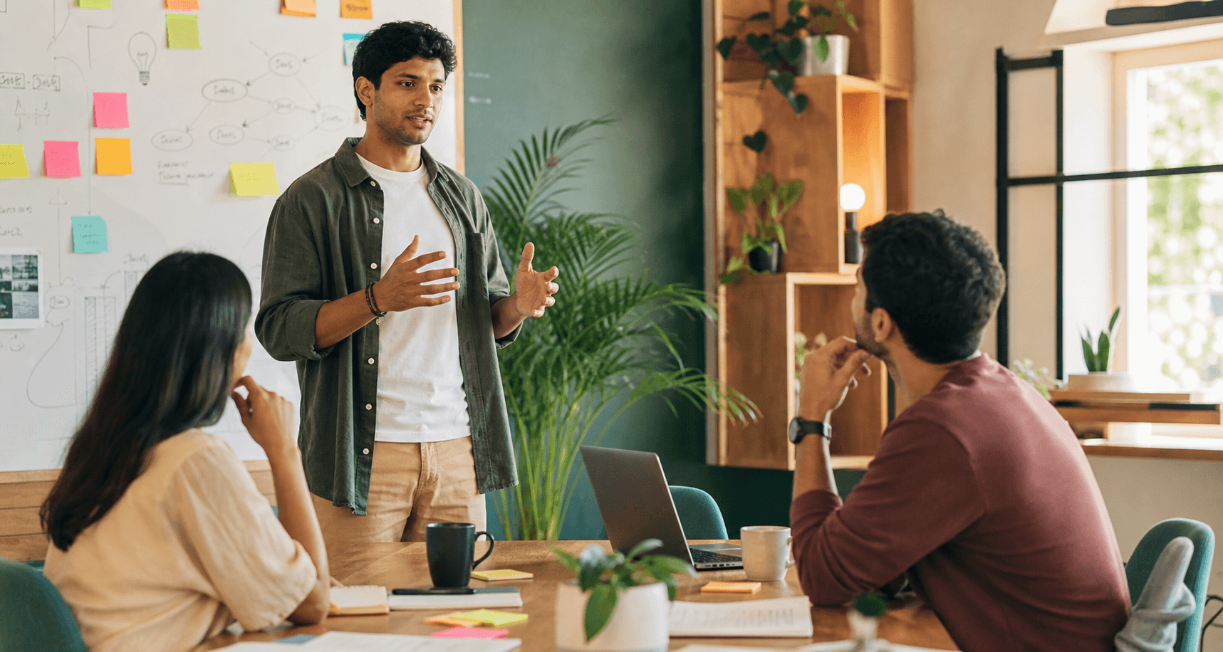 Founder pitching an idea to reviewers